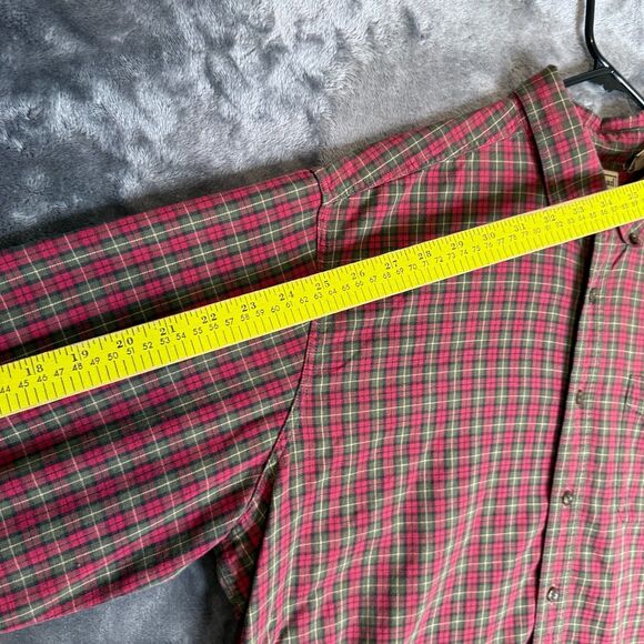 L.L. Bean Red and Green Plaid Casual Button Down Shirt - Picture 4 of 6